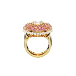 Swarovski - Str: 55-60 - Idyllia cocktail ring, Octagon cut, Crystal pearls, Heart, Pink, Gold-tone - Bilde 3
