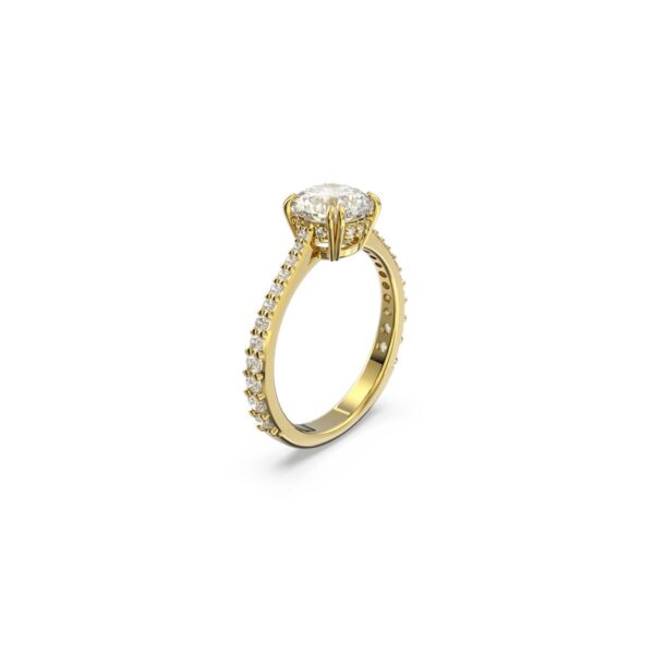 Swarovski - Str: 55 - Stilla cocktail ring, Round cut, Pavé, White, 18K gold finish