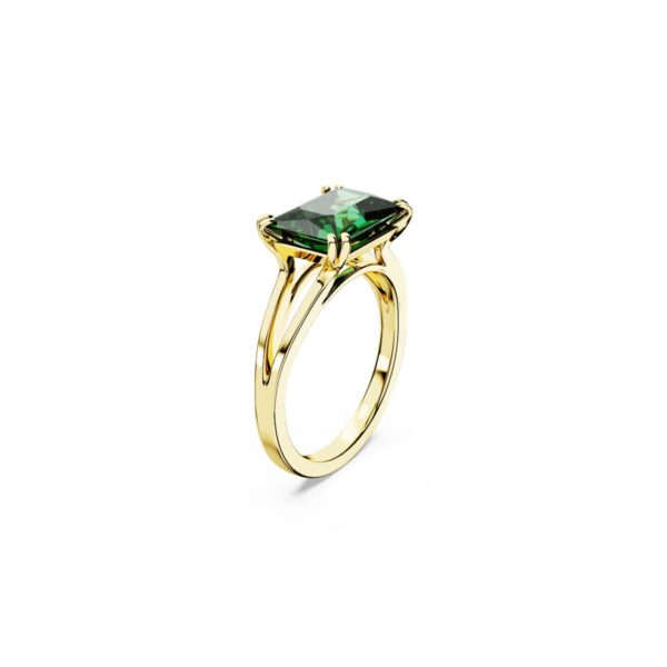 Swarovski - Str: 55 - Stilla cocktail ring, Rectangular cut, Green, 18K gold finish