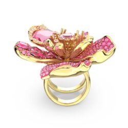 Swarovski - Str: 55 - Idyllia cocktail ring, Pavé, Flower, Pink, 18K gold finish - Bilde 2