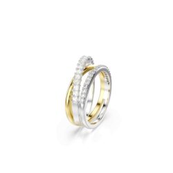 Swarovski - Str: 58 - Hyperbola ring, Mixed cuts, White, Mixed metal finish