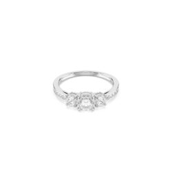 Swarovski - Str: 58 - Stilla Attract ring, Round cut, White, Silver-tone finish