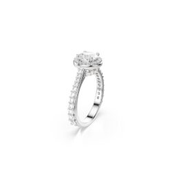 Swarovski - Str: 58 - Una Angelic ring, Round cut, White, Silver-tone finish