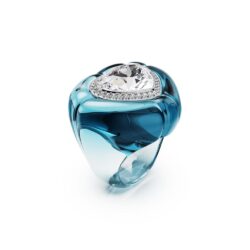 Swarovski - Str: 58 - Dulcis cocktail ring, Heart cut, Pavé, Heart, Blue