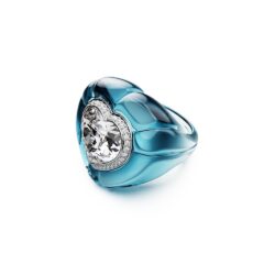 Swarovski - Str: 58 - Dulcis cocktail ring, Heart cut, Pavé, Heart, Blue - Bilde 4