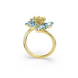 Swarovski - Str: 58 - Idyllia open ring, Mixed cuts, Flower, Blue, 18K gold finish - Bilde 3