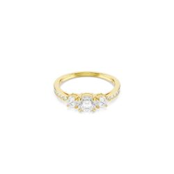 Swarovski - Str: 60 - Stilla Attract ring, Round cut, White, 18K gold finish