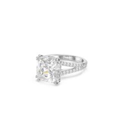 Swarovski - Str: 60 - Stilla cocktail ring, Square cut, Pavé, White, Rhodium plated