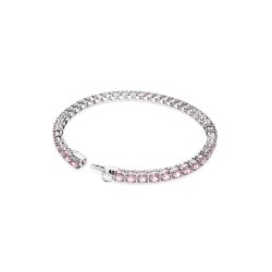 Swarovski - Str: L - Matrix Tennis bracelet, Round cut, Pink, Rhodium plated - Bilde 3