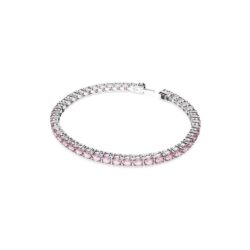 Swarovski - Str: L - Matrix Tennis bracelet, Round cut, Pink, Rhodium plated - Bilde 4