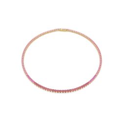 Swarovski - Str: M - Matrix Tennis necklace, Round cut, Pink, Gold-tone plated