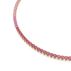 Swarovski - Str: M - Matrix Tennis necklace, Round cut, Pink, Gold-tone plated - Bilde 2