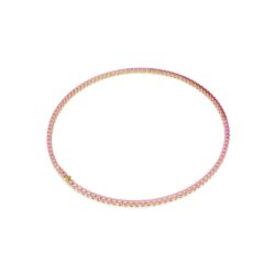 Swarovski - Str: M - Matrix Tennis necklace, Round cut, Pink, Gold-tone plated - Bilde 4