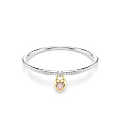 Swarovski - Str: S - Idyllia bangle, Mixed cuts, Heart, Pink, Mixed metal finish