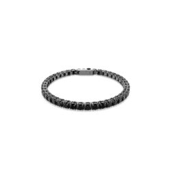 Swarovski - Str: S - Matrix Tennis bracelet, Round cut, Black, Ruthenium plated