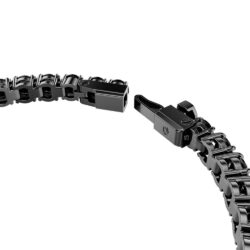 Swarovski - Str: S - Matrix Tennis bracelet, Round cut, Black, Ruthenium plated - Bilde 3