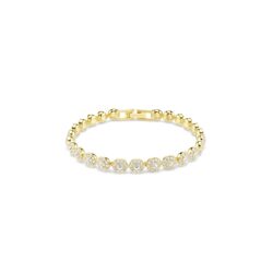 Swarovski - Str: M - Una Angelic bracelet, Round cut, White, 18K gold finish