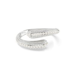 Swarovski - Sublima cuff, Crystal pearl, Round cut, White, Rhodium plated