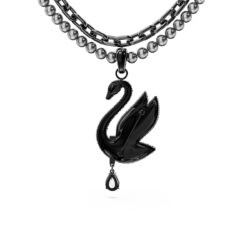 Swarovski - Swan choker and brooch, Crystal pearl, Swan, Black, Ruthenium plated - Bilde 4
