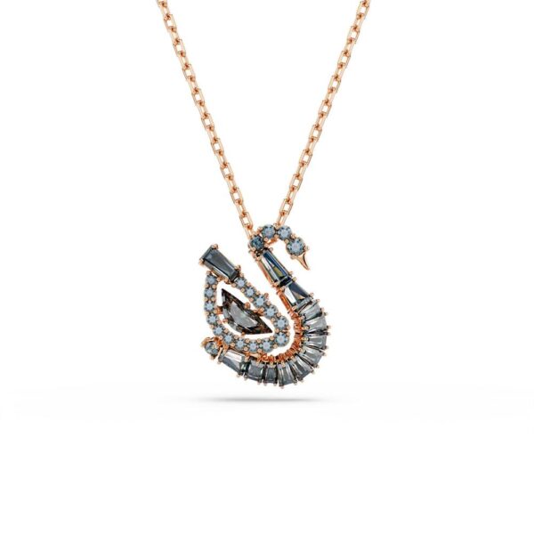 Swarovski - Swan pendant, Mixed cuts, Swan, Gray, 18K rose gold finish