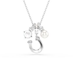 Swarovski - Symbolica pendant, Crystal pearl, Round cut, Pavé, Horse shoe, White, Rhodium plated - Bilde 2