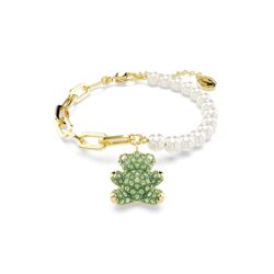 Swarovski - Teddy bracelet, Bear, Green, Gold-tone plated