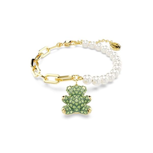 Swarovski - Teddy bracelet, Bear, Green, Gold-tone plated