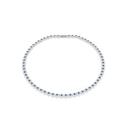 Swarovski - Una Angelic necklace, Round cut, Blue, Rhodium plated