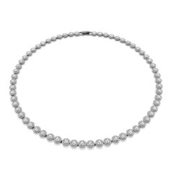 Swarovski - Una Angelic Tennis necklace, Round cut, Long, White, Ruthenium plated