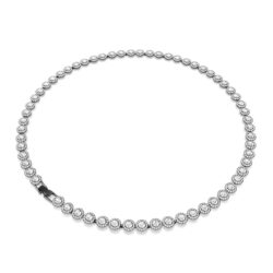 Swarovski - Una Angelic Tennis necklace, Round cut, Long, White, Ruthenium plated - Bilde 2