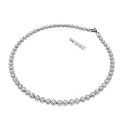 Swarovski - Una Angelic Tennis necklace, Round cut, Long, White, Ruthenium plated - Bilde 4
