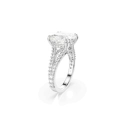 Swarovski - Str: 55 - Stilla cocktail ring, Square cut, Pavé, White, Rhodium plated