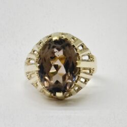VINTAGE - Ring i Gultgull i 14K (585) Brun sten Str: 55 - Bilde 2