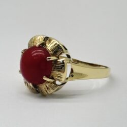 VINTAGE - Ring i Gultgull i 14K (585) rød sten Str: 59