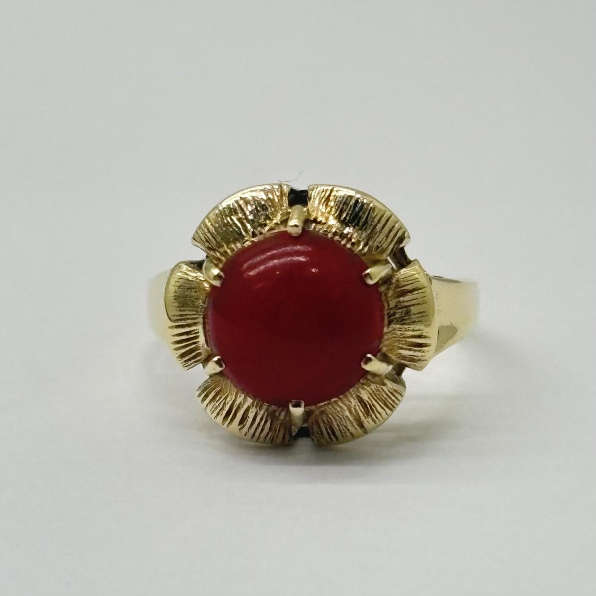 VINTAGE - Ring i Gultgull i 14K (585) rød sten Str: 59 - Bilde 2
