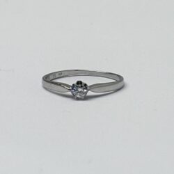 VINTAGE - Ring i Hvittgull i 14K (585) m/diamant Str: 51