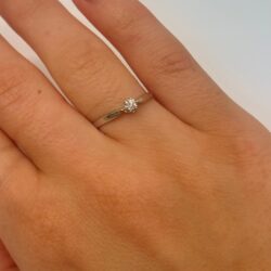 VINTAGE - Ring i Hvittgull i 14K (585) m/diamant Str: 51 - Bilde 2