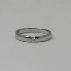 VINTAGE - Ring i Hvittgull i 14K (585) m/diamant Str: 61