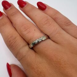 VINTAGE - Ring i Hvittgull i 14K (585) m/diamant Str: 61 - Bilde 2